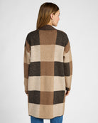 Camel $|& Dreamers Multi Plaid Sweater Cardigan with Pockets - SOF Back