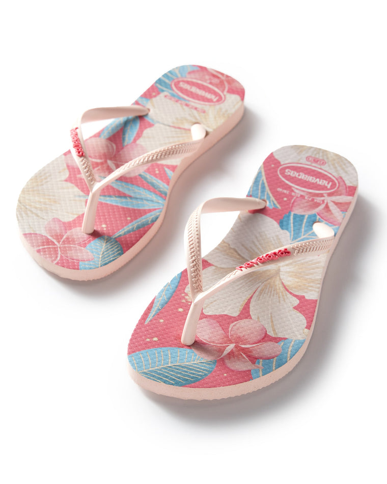 Pink/Pink $|& Havaianas Slim Floral Sandal - Hanger Front
