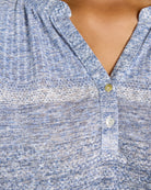 Blue Combo $|& Bobeau Striped Caty Button Up Top - SOF Full Front