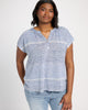 Plus Size Striped Caty Button Up Top