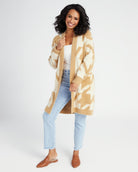 Carmel Cream $|& Lush Houndstooth Long Cardigan - SOF Full Front