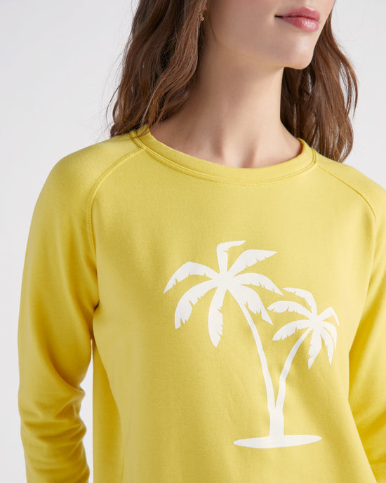 Cream Gold $|& 78&SUNNY Palm Tree Graphic Sweatshirt - SOF Detail