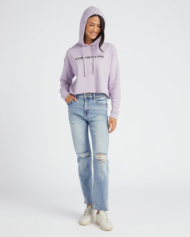 Lilac $|& Lulusimon It's Not Me It's You Crop Hoodie - SOF Full Front