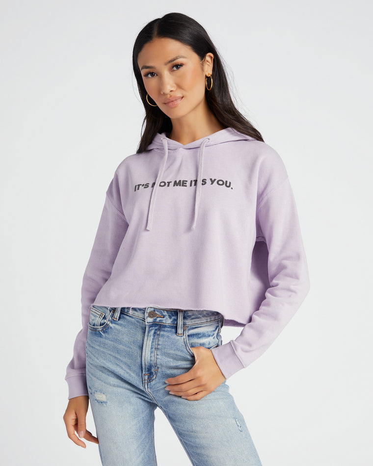 Lilac $|& Lulusimon It's Not Me It's You Crop Hoodie - SOF Front