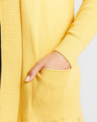 Mustard $|& Staccato Open Front Pocket Cardigan - SOF Detail