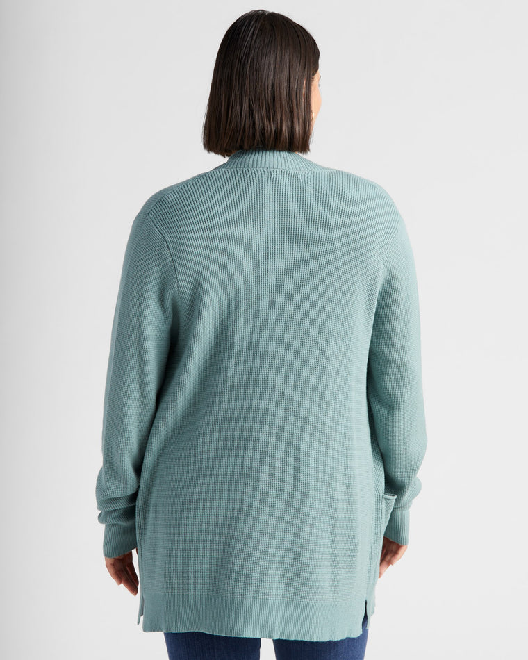 Dusty Jade $|& Staccato Open Front Pocket Cardigan - SOF Back
