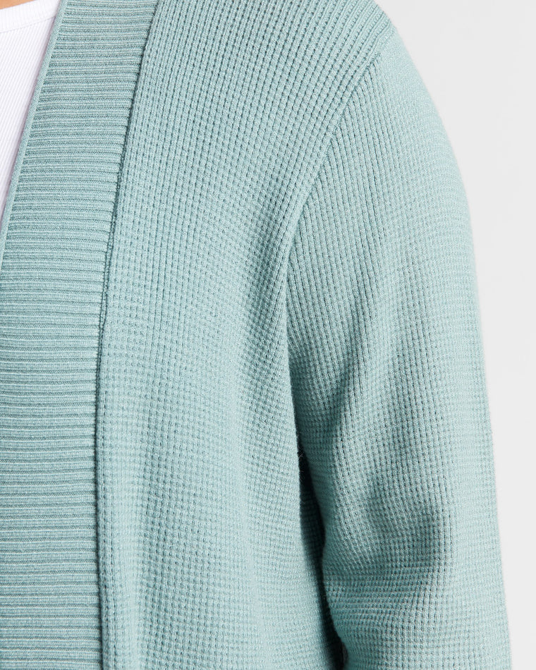 Dusty Jade $|& Staccato Open Front Pocket Cardigan - SOF Detail
