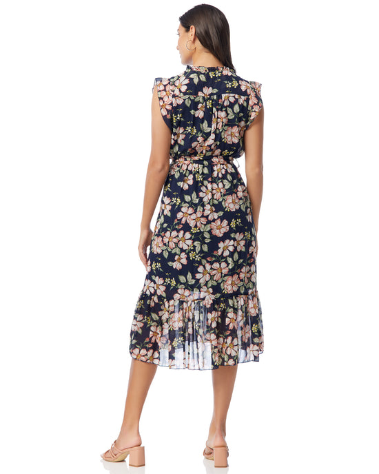 Navy $|& Apricot Smock Det Soft Floral Midi Dress - SOF Back