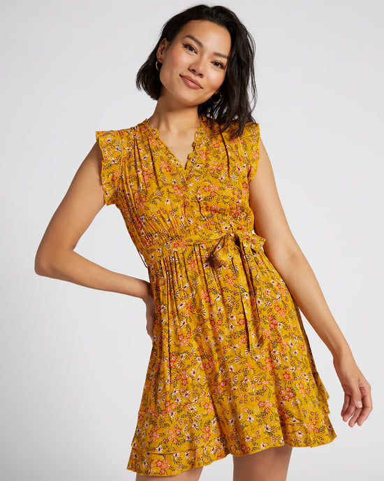 Mustard $|& Apricot Morris WIldflower Ruffle Dress - SOF Detail