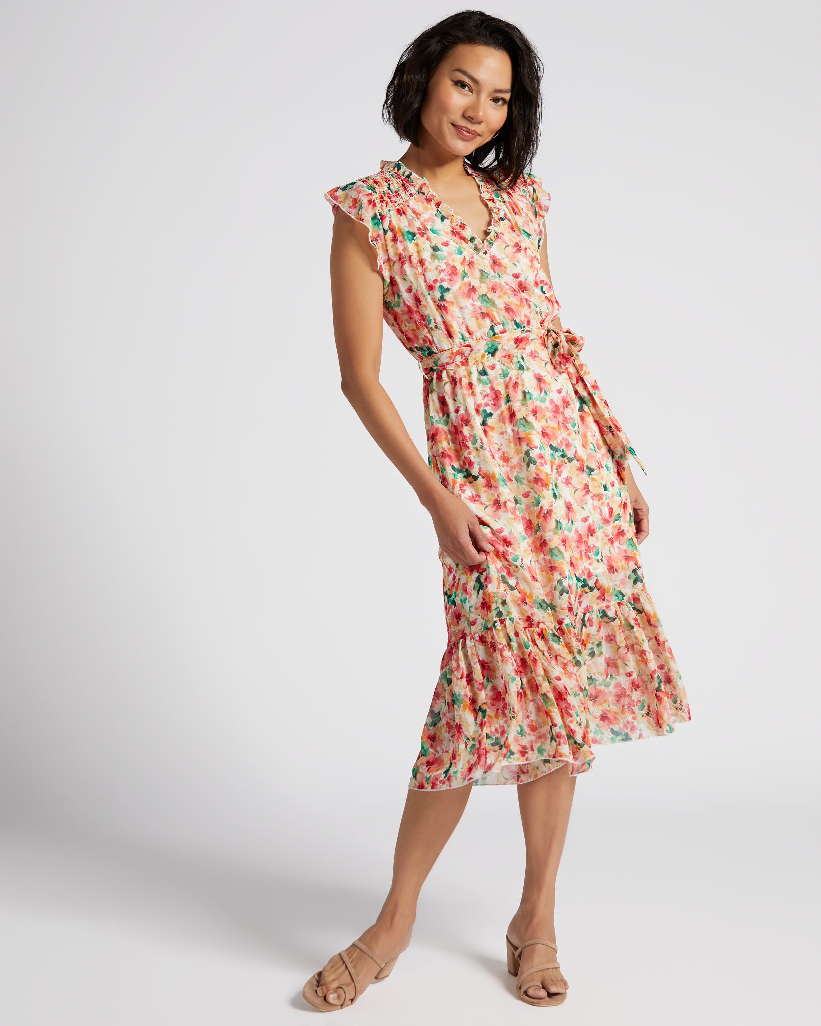 Brushstroke Bloom Midi Dress