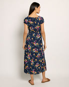 Navy $|& Apricot Bright Floral Midi Dress - SOF Back