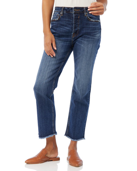 Stevie Cropped Straight Leg Jeans with Frayed Hem