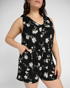 Black Floral $|& Gilli Floral V-Neck Romper - SOF Detail