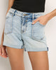 Mid-Rise Shorts with Angled Pockets