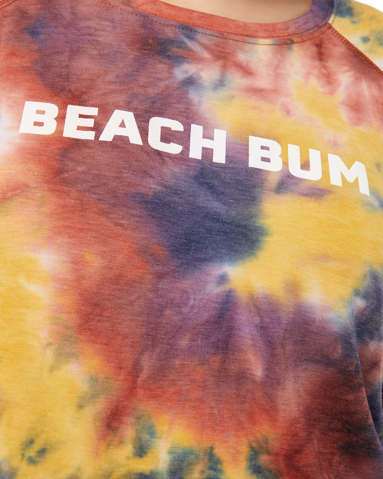 Multi Blue/Coral/Yellow $|& 78 & Sunny Beach Bum Tie Dye Graphic Sweatshirt - SOF Detail
