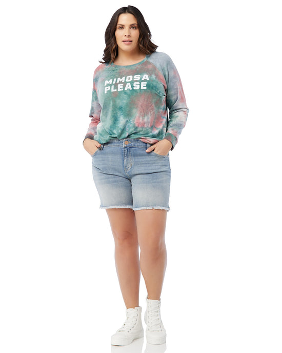 Green/Coral $|& 78 & Sunny Mimosa Please Tie Dye Graphic Sweatshirt - SOF Full Front