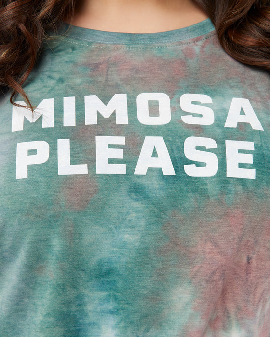 Green/Coral $|& 78 & Sunny Mimosa Please Tie Dye Graphic Sweatshirt - SOF Detail