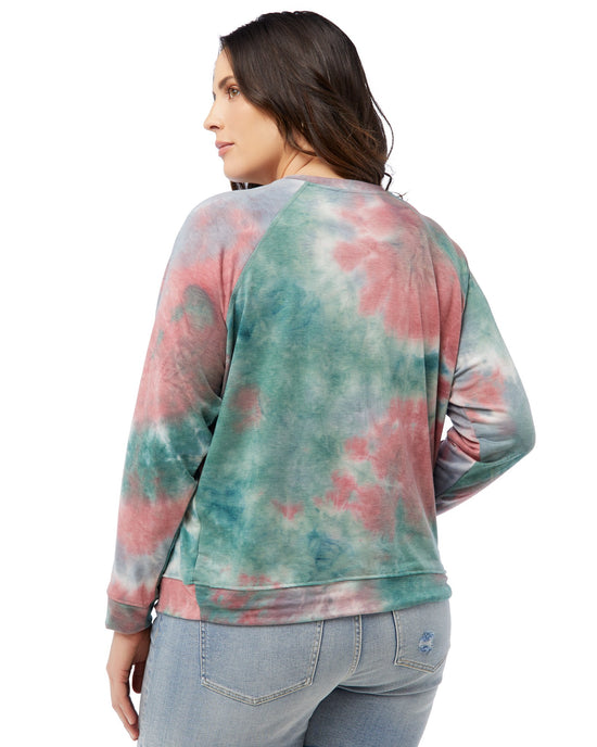Green/Coral $|& 78 & Sunny Mimosa Please Tie Dye Graphic Sweatshirt - SOF Back