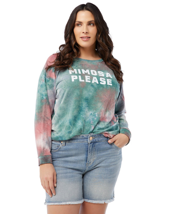 Green/Coral $|& 78 & Sunny Mimosa Please Tie Dye Graphic Sweatshirt - SOF Front