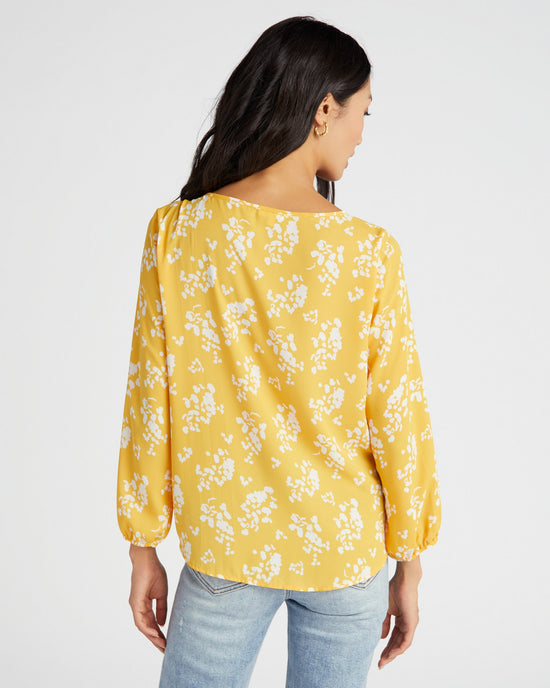 Yellow Floral $|& West Kei Floral Woven 3/4 Sleeve Tie Front Top - SOF Back