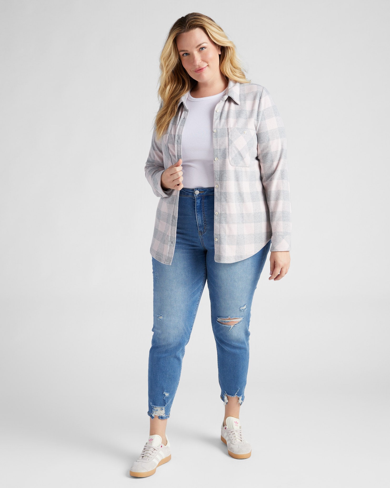 Pink Grey Buffalo $|& Thread & Supply Lewis Plaid Shirt - SOF Full Front