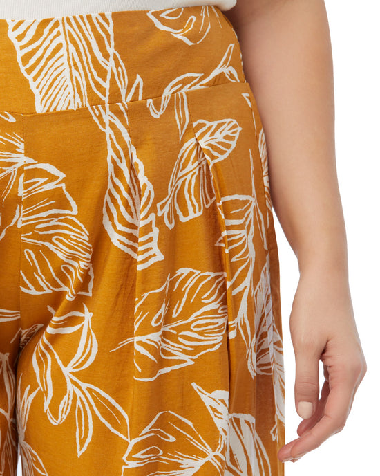 Mustard $|& Polagram Palm Print Wide Leg Culotte - SOF Detail