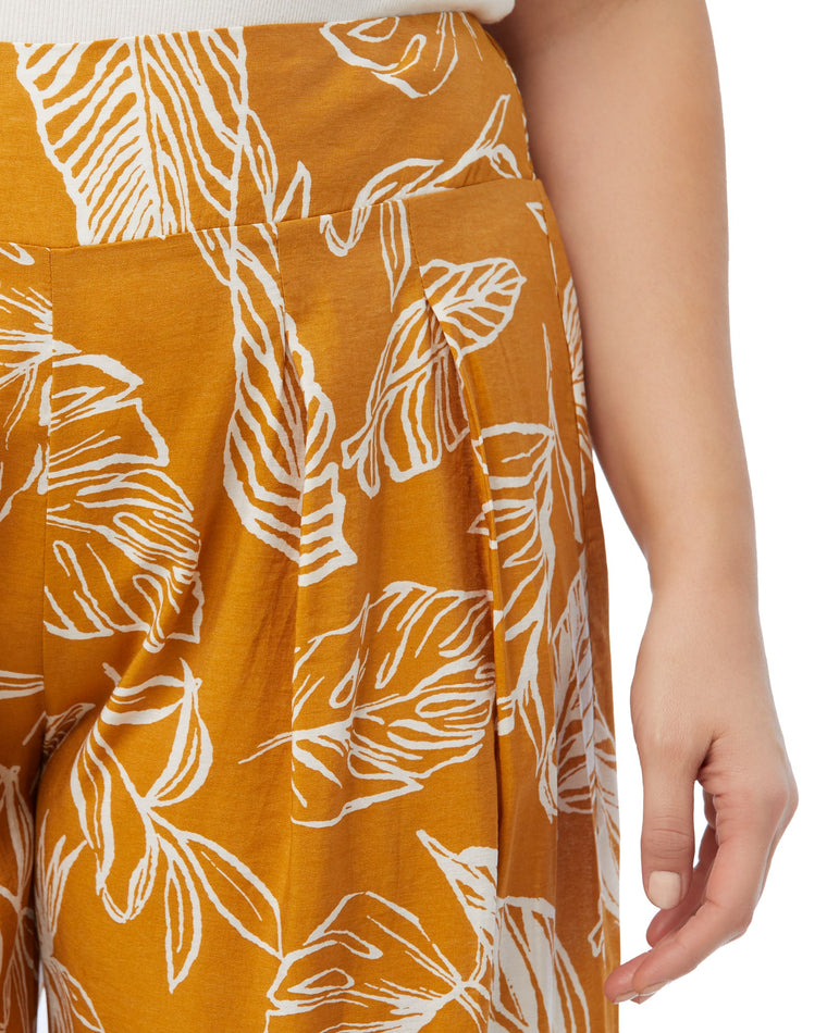Mustard $|& Polagram Palm Print Wide Leg Culotte - SOF Detail