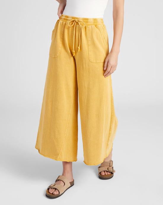 Mustard $|& Easel Washed Terry Wide Leg Pant - SOF Front