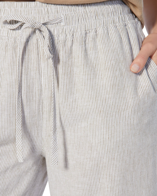 White Olive Grove Stripe $|& Thread & Supply Primrose Cropped Linen Pant - SOF Detail