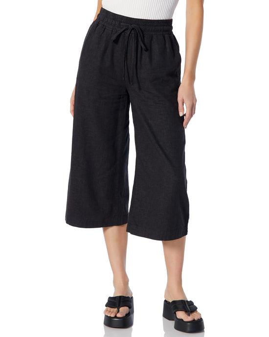Black $|& Thread & Supply Primrose Cropped Linen Pant - SOF Front