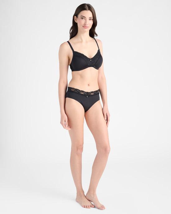 Black $|& Montelle Wire-Free Dream Bra - SOF Full Front