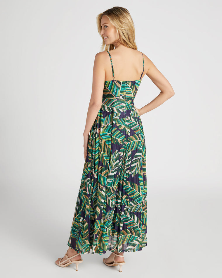 Green Aloha $|& Molly Bracken Leaf Print Maxi Strap Dress - SOF Detail