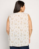 White-Yellow $|& Skies Are Blue Flower Print Trim Detail Blouse - SOF Back