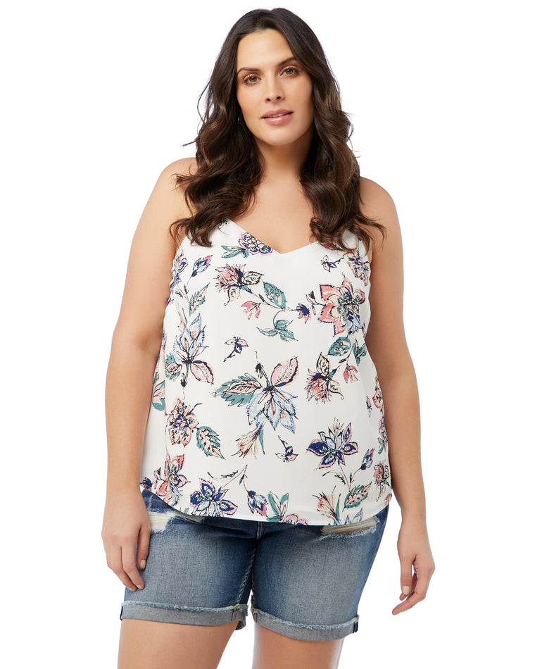 White Multi $|& Skies Are Blue Floral Printed Cami - SOF Front