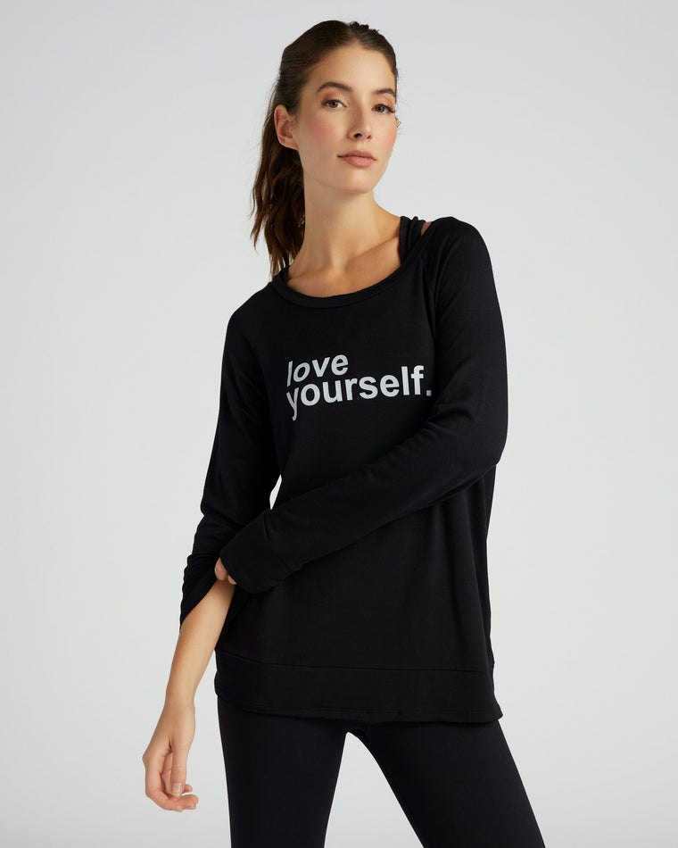 Black Black $|& Interval Love Yourself  Mid Length Long Sleeve - SOF Front