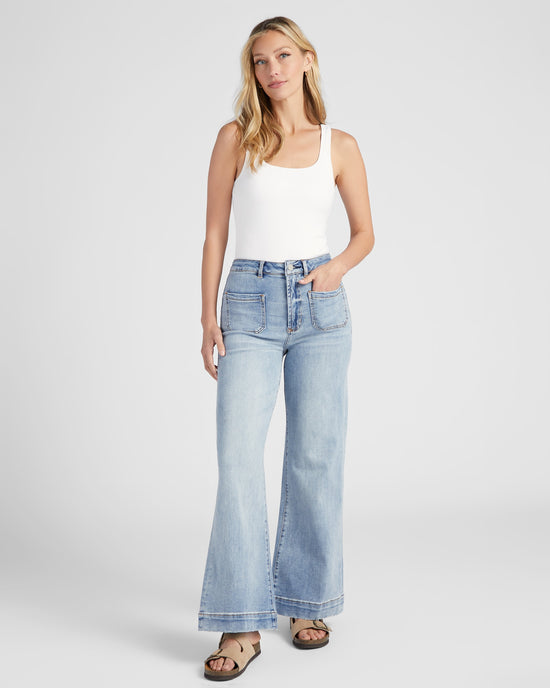 Promenade Blue $|& Dear John Fiona Wide Leg Jeans - SOF Full Front