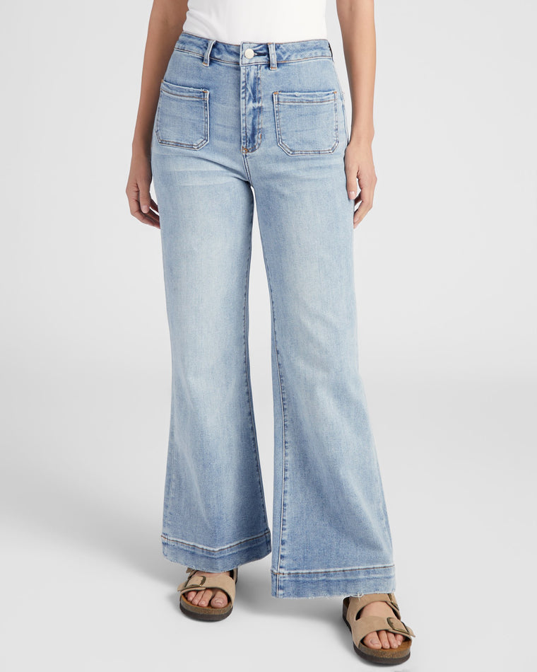 Promenade Blue $|& Dear John Fiona Wide Leg Jeans - SOF Front