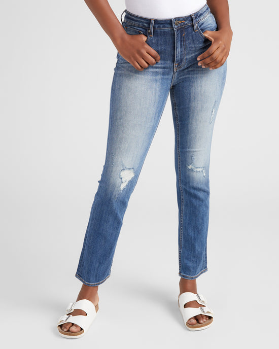 Medium Wash Blue $|& Vigoss Ace High Rise Straight Leg Jeans - SOF Front
