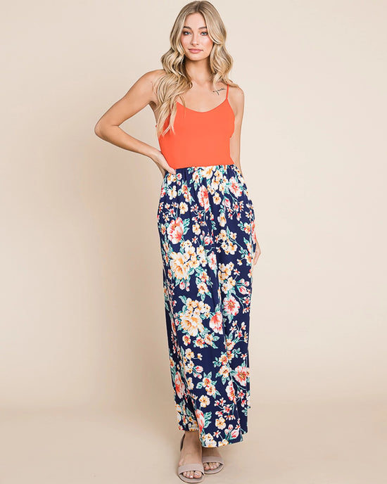 Orange $|& Vanilla Bay Floral and Solid Maxi Dress - VOF Front