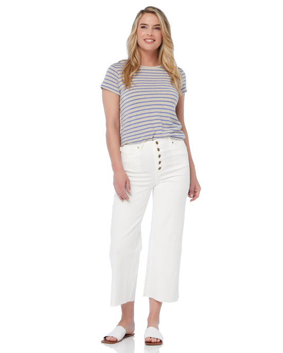 White $|& Easel Button Front Wide Leg Jean - SOF Full Front