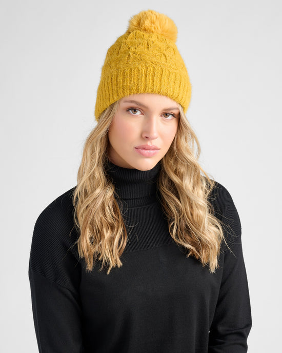 Mustard $|& Elegant Essence Multi Color Lurex Beanie with Faux Fur Lining - SOF Front