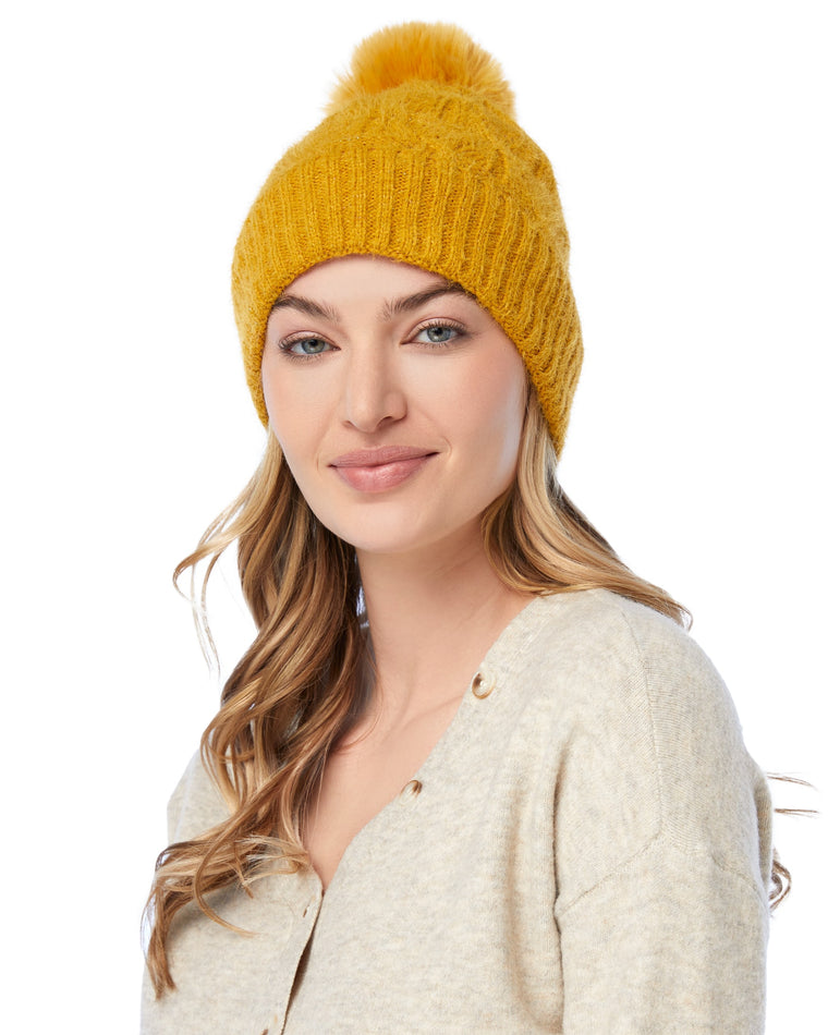 Mustard $|& Elegant Essence Multi Color Lurex Beanie with Faux Fur Lining - SOF Front