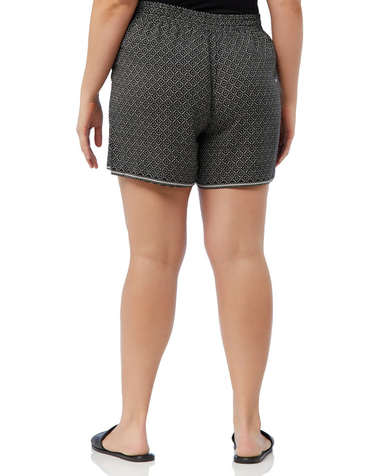 Black/Ivory Button Daisy Grid $|& Max Studio Crepe Shorts with Pockets - SOF Back