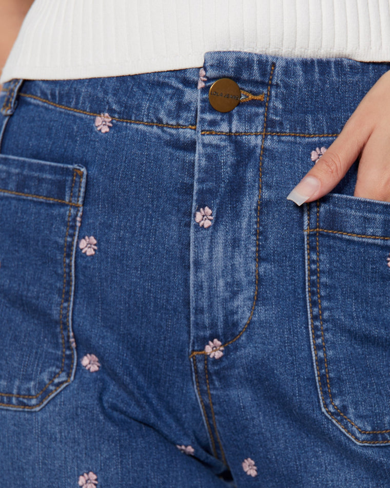 Still Water Flower Blue $|& Lola Jeans Colette High Rise Culotte - SOF Detail