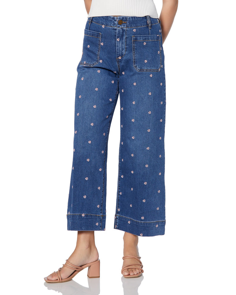 Still Water Flower Blue $|& Lola Jeans Colette High Rise Culotte - SOF Front