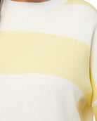 White/Lemonade $|& Vigoss Stripe Crewneck Sweater - SOF Detail