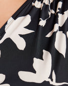 Black Ivory Floral $|& West Kei Floral Knit Sleeveless Wrap Top - SOF Detail