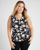 Plus Size Floral Knit Sleeveless Wrap Top