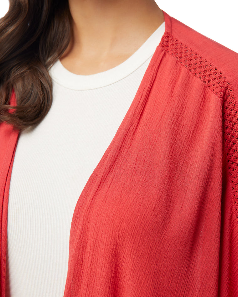 RED ORANGE $|& Molly Bracken Ladies Woven Kimono - SOF Detail