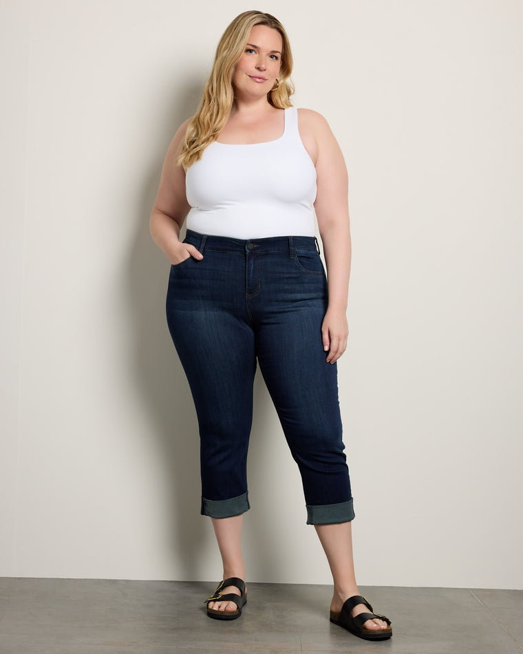 Destiny Dark Blue $|& Liverpool Charlie Cuffed Cropped Skinny Jeans - UGC On Fig